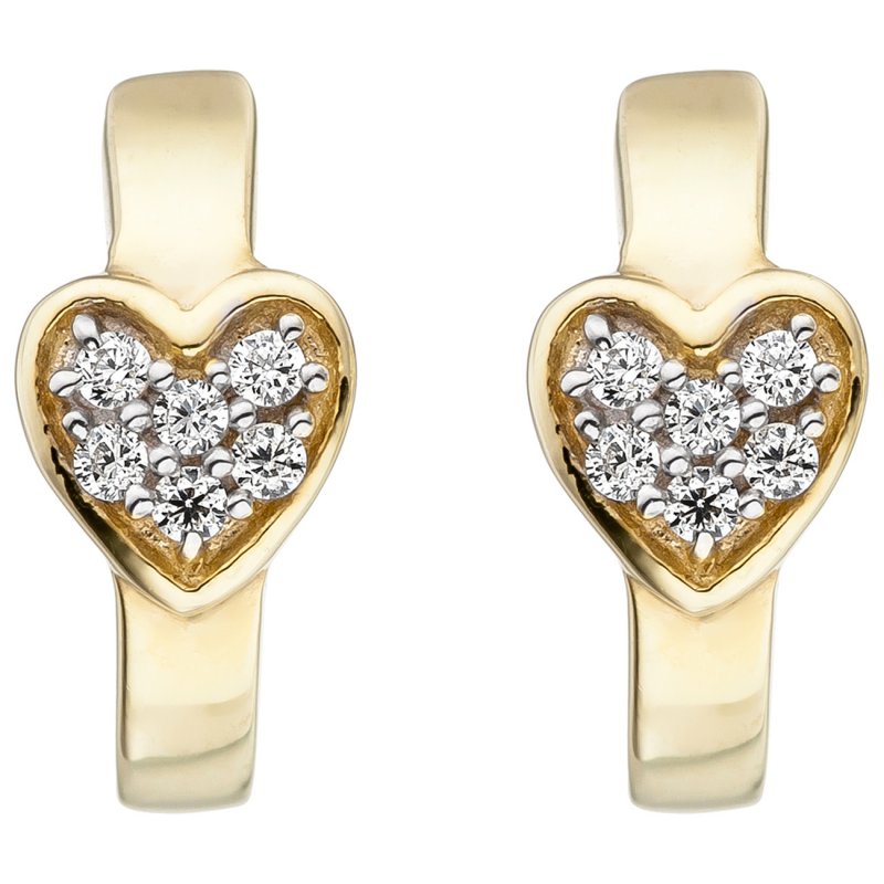 Vivance Paar Ohrstecker 375/- Gelbgold Bicolor Zirkonia, Für Den Alltag
